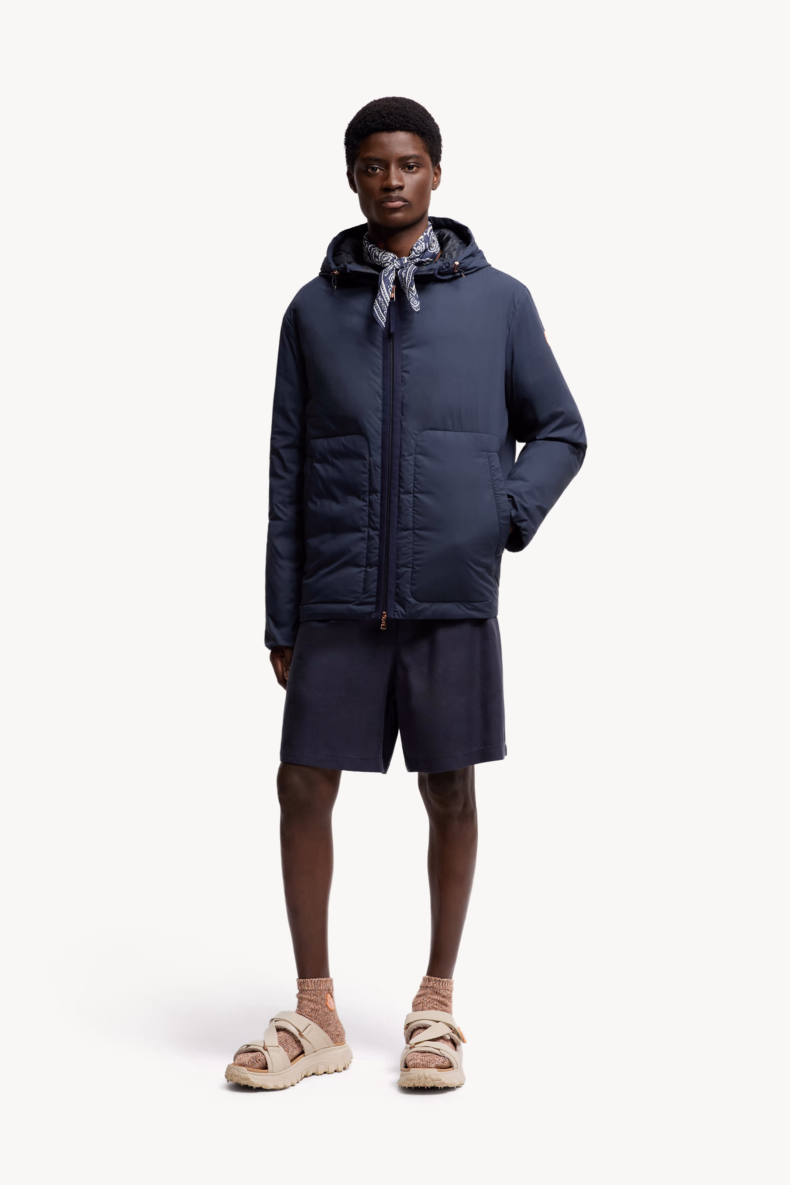 Moncler x Gilga Farm Designed by Donald Glover Caracara Short Down Jacket Men Navy Blue Moncler 0